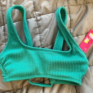 Green Textured Sports Bra
